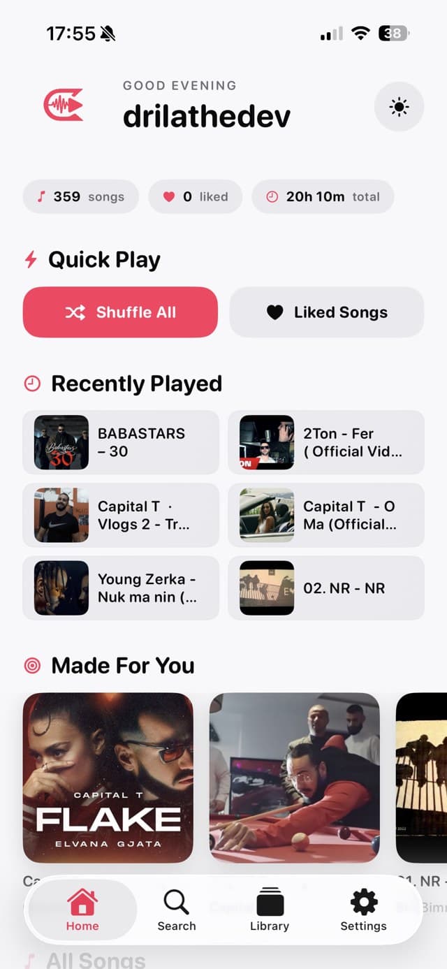 Cassette Mix home screen